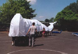 Gemeinsame Aktion mit Greenpeace und der Umwelt-AG im Jahre 2004 auf dem Schulhof zum Schutz der Wale.