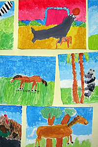 Tierbilder gemalt von Grundschlern