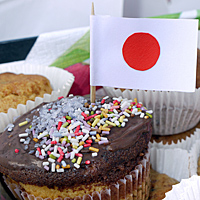Japanische Flagge im Muffin