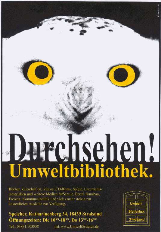 Poster: Durchsehen! Umweltbibliothek.